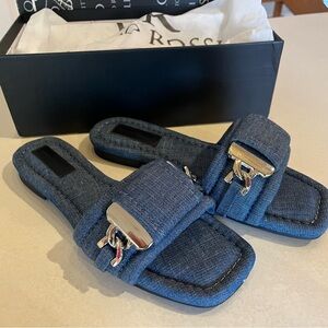 Vitto Rossi Blue Denim Flats Brand New in Box Size 7